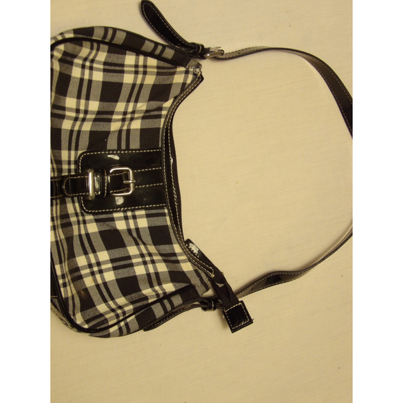 Women's American Living Plaid Shoulder Bag Small Black White - Picture 3 of 5